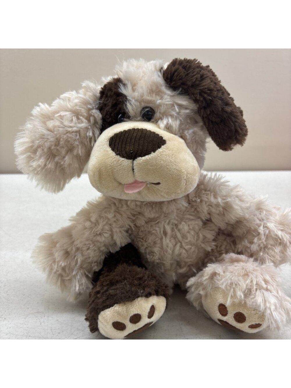 White & Brown Dog Plush Stuffed Animal Puppy Floppy Ears Soft Toy